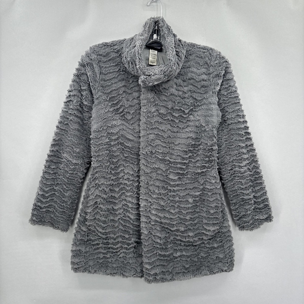 Patagonia Coat Womens Small Gray Jacket Fuzzy Textured Teddy PELAGE High Collar